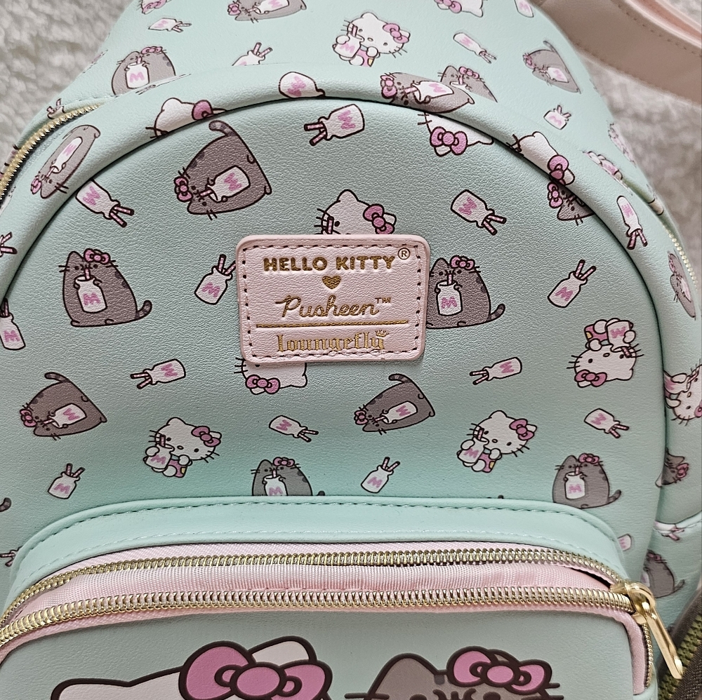 Hello Kitty × Pusheen Loungefly Mini Backpack Leather Cute Girls EUC - Picture 7 of 10